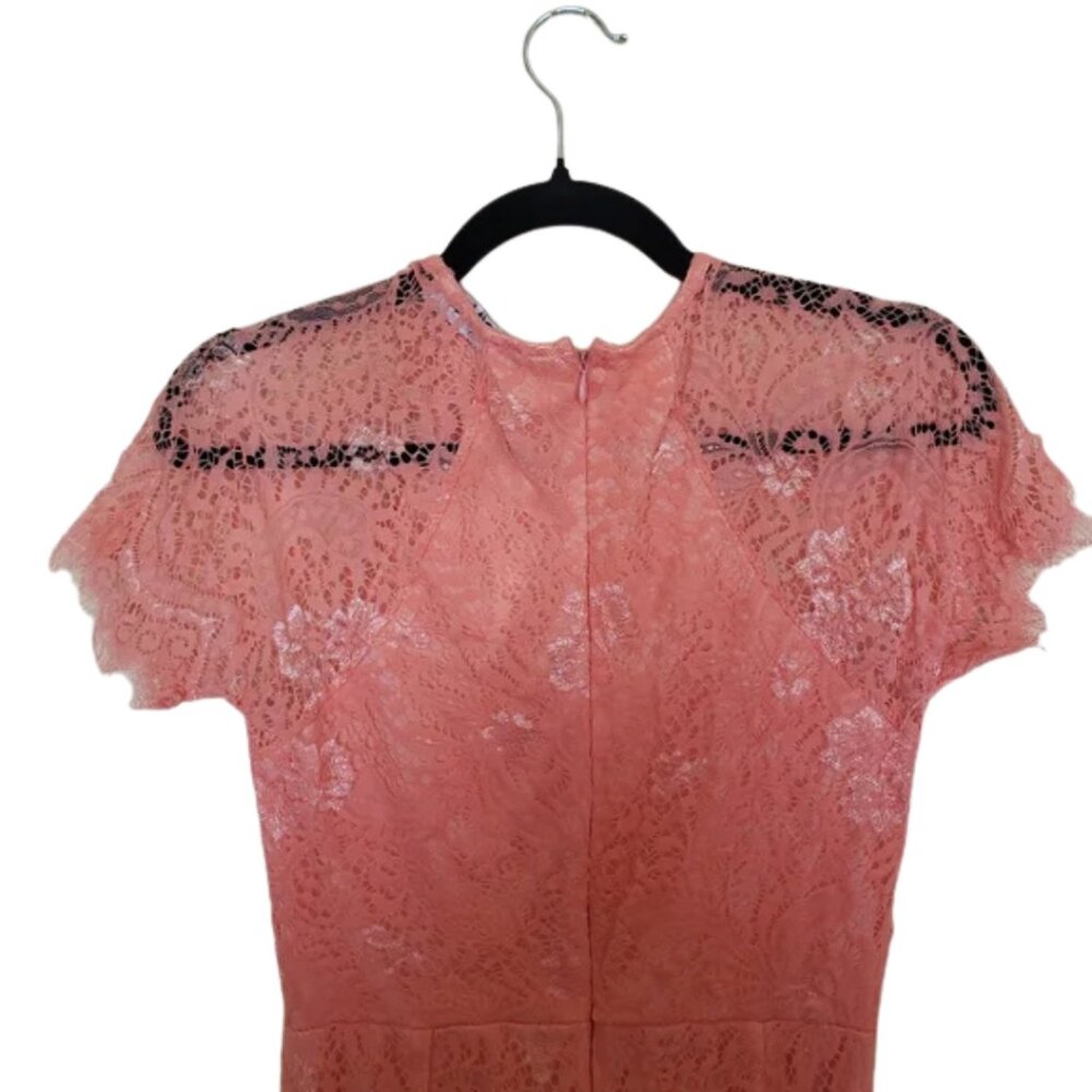 Women's Midi Pink Lace Dress - Picture 6 of 7